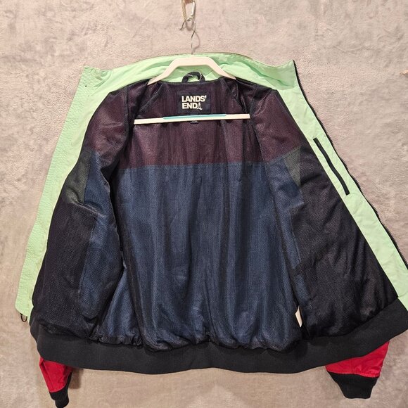 Lands End Jacket Mens Large colorful retro hipster wind breaker beachy coastal - Picture 10 of 16